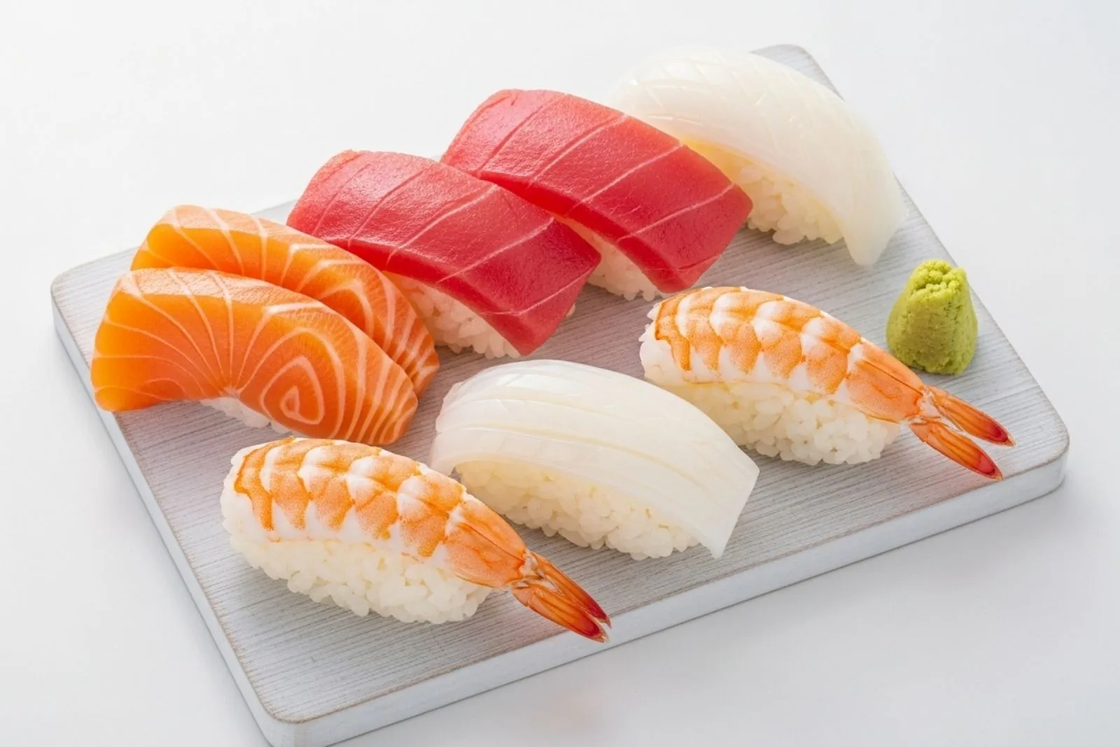 Assorted nigiri sushi platter with tuna, salmon and shrimp at AYCE Bar & Wok, an Asian Fusion Restauran in Wind Gap